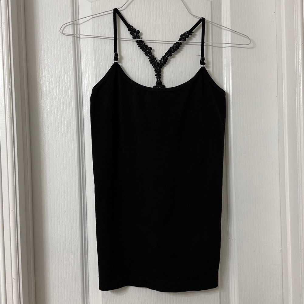 Always lace black cami tank top adjustable straps one size